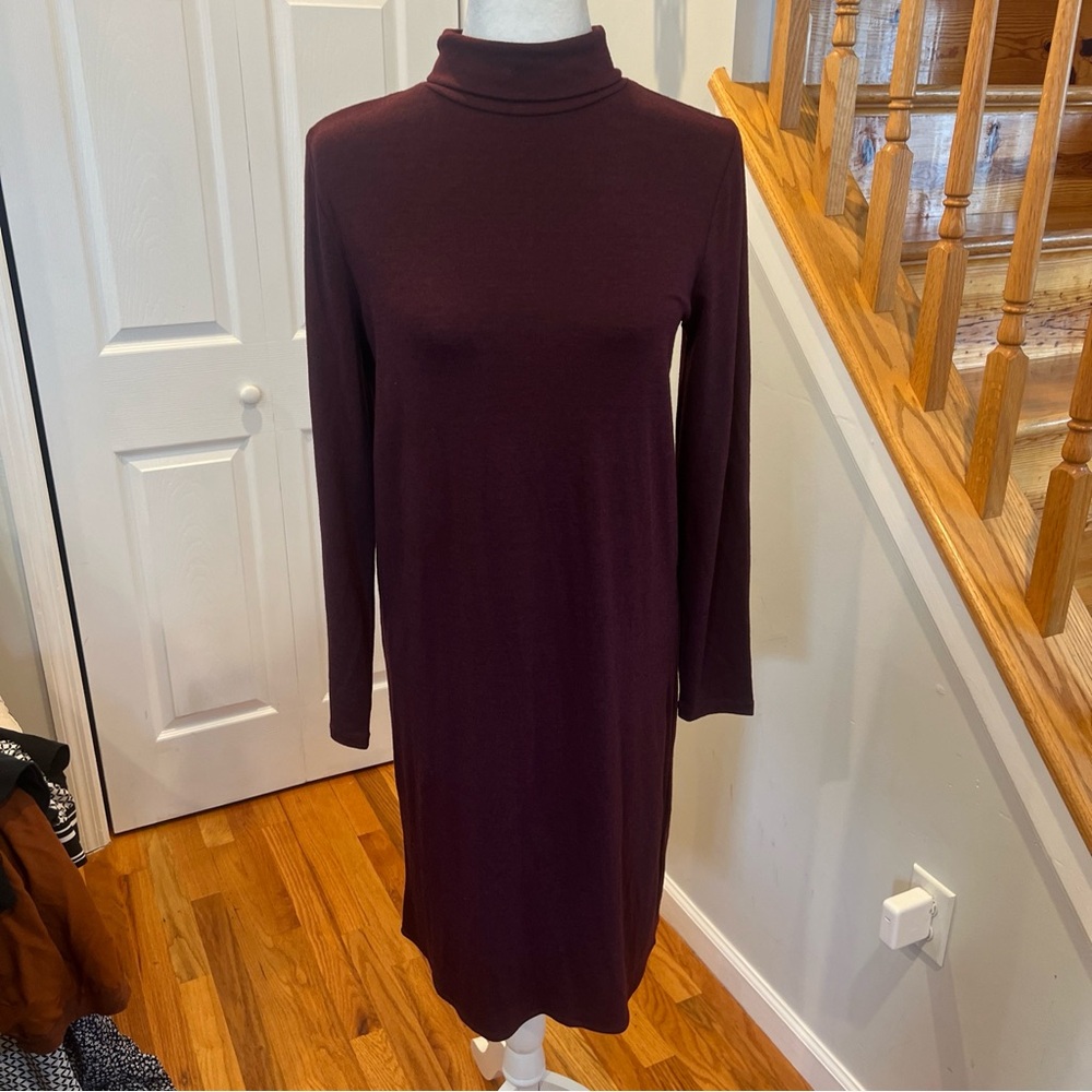 J.Crew Sweater Dress Womens Size S Burgundy Wine Long Sleeve Turtleneck Soft